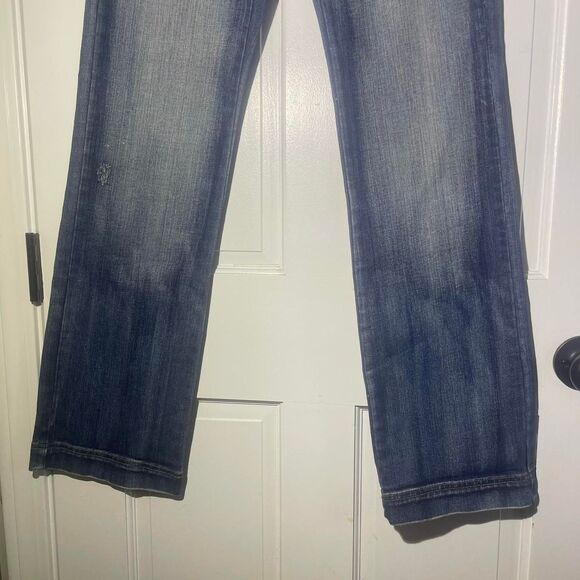 Dkny Vintage Embellished Studded Blue Distressed Low Rise Jeans Y2K - Picture 3 of 7